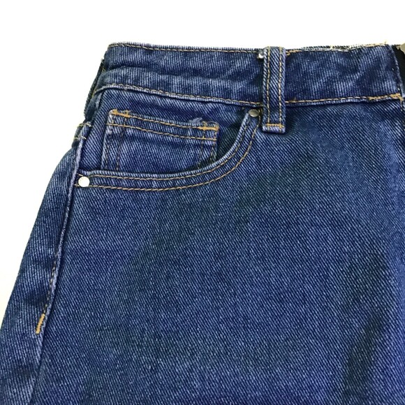 PacSun Size 25 Blue Denim Cotton Full Front Zipper Raw Hem Mini Skirt Pockets - Picture 3 of 10